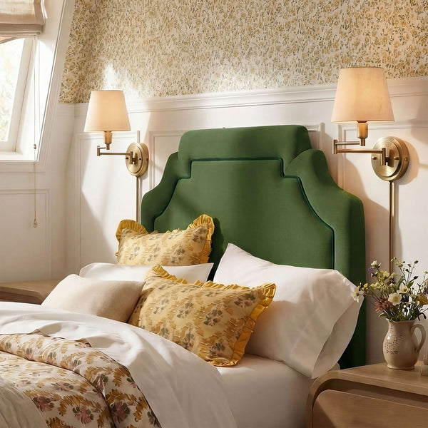 Magnolia Stain-Resistant Performance Velvet Headboard - Twin, Moss Green Dark Green