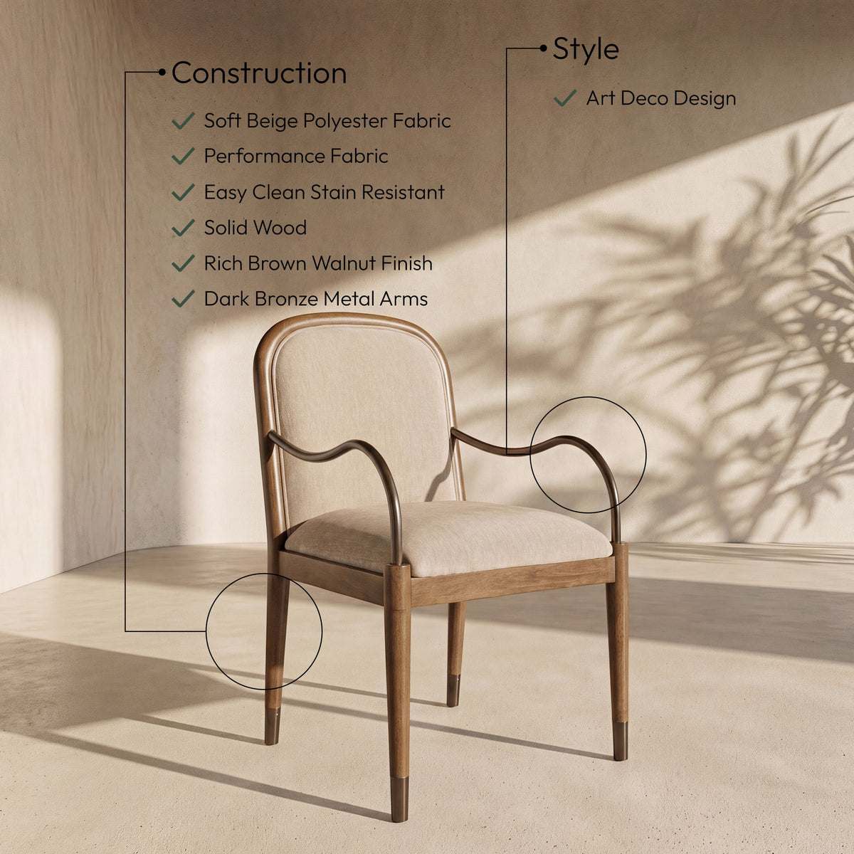 Cambria - Fabric Upholstered Dining Arm Chair