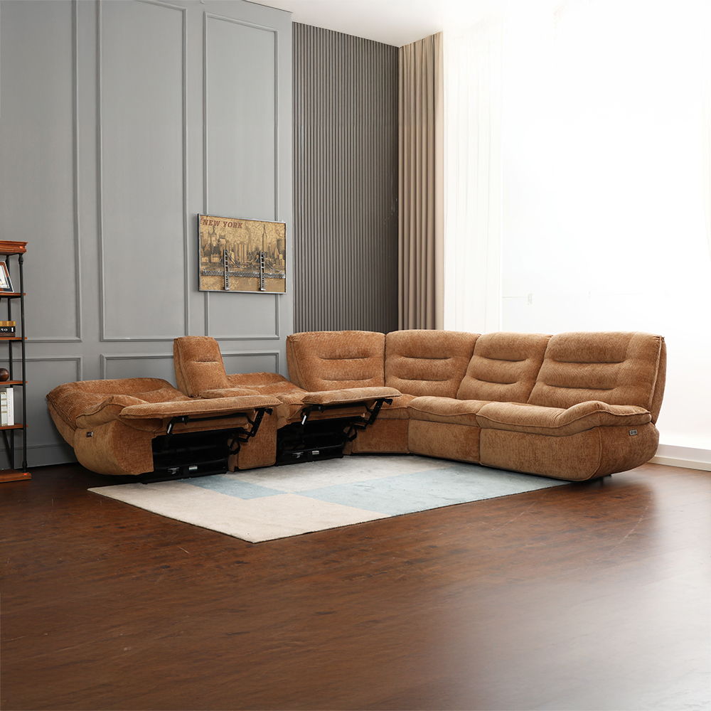 Emmy - Power Motion Sectional Sofa - Orange Chenille
