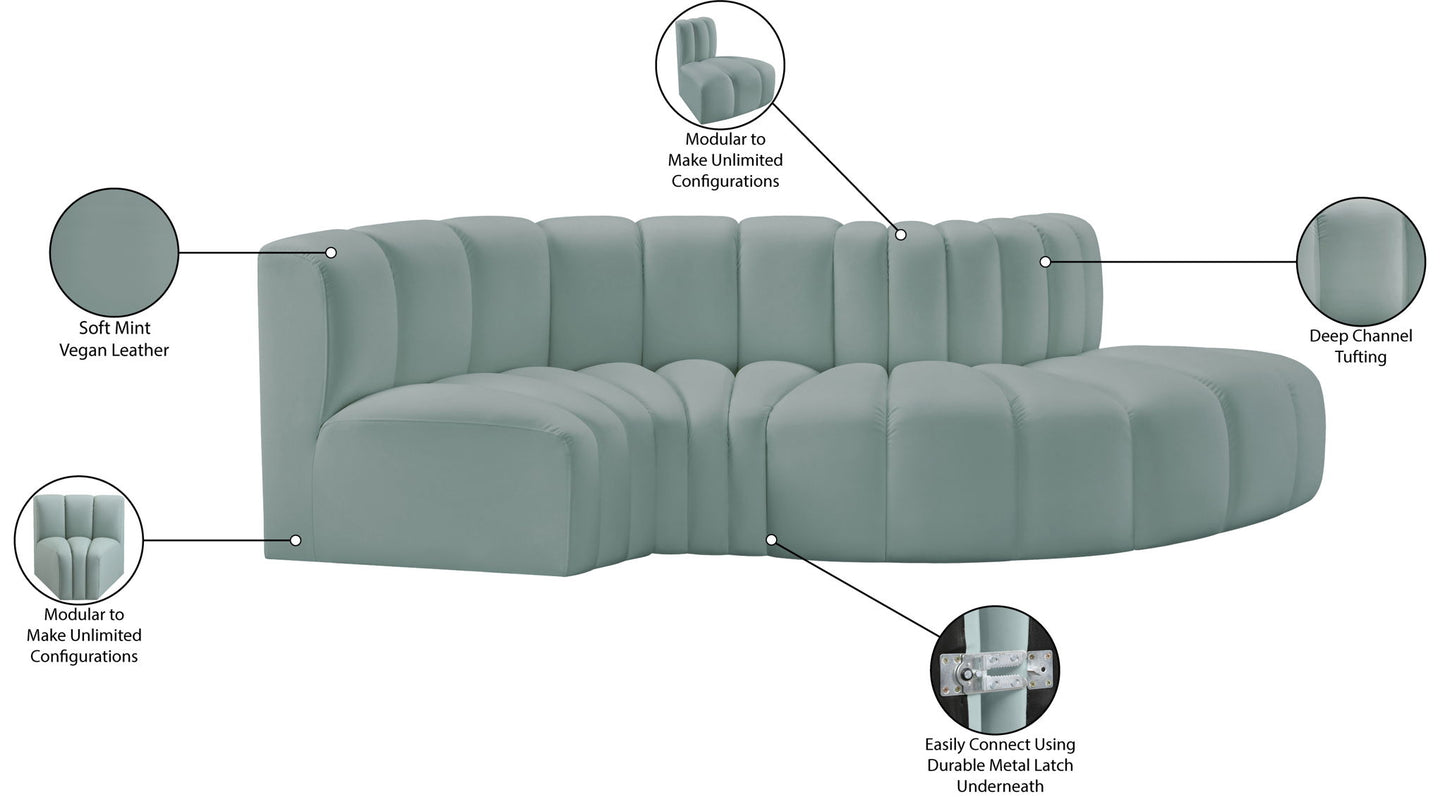 Arc - Faux Leather 4 Piece L-Shaped Modular Sofa