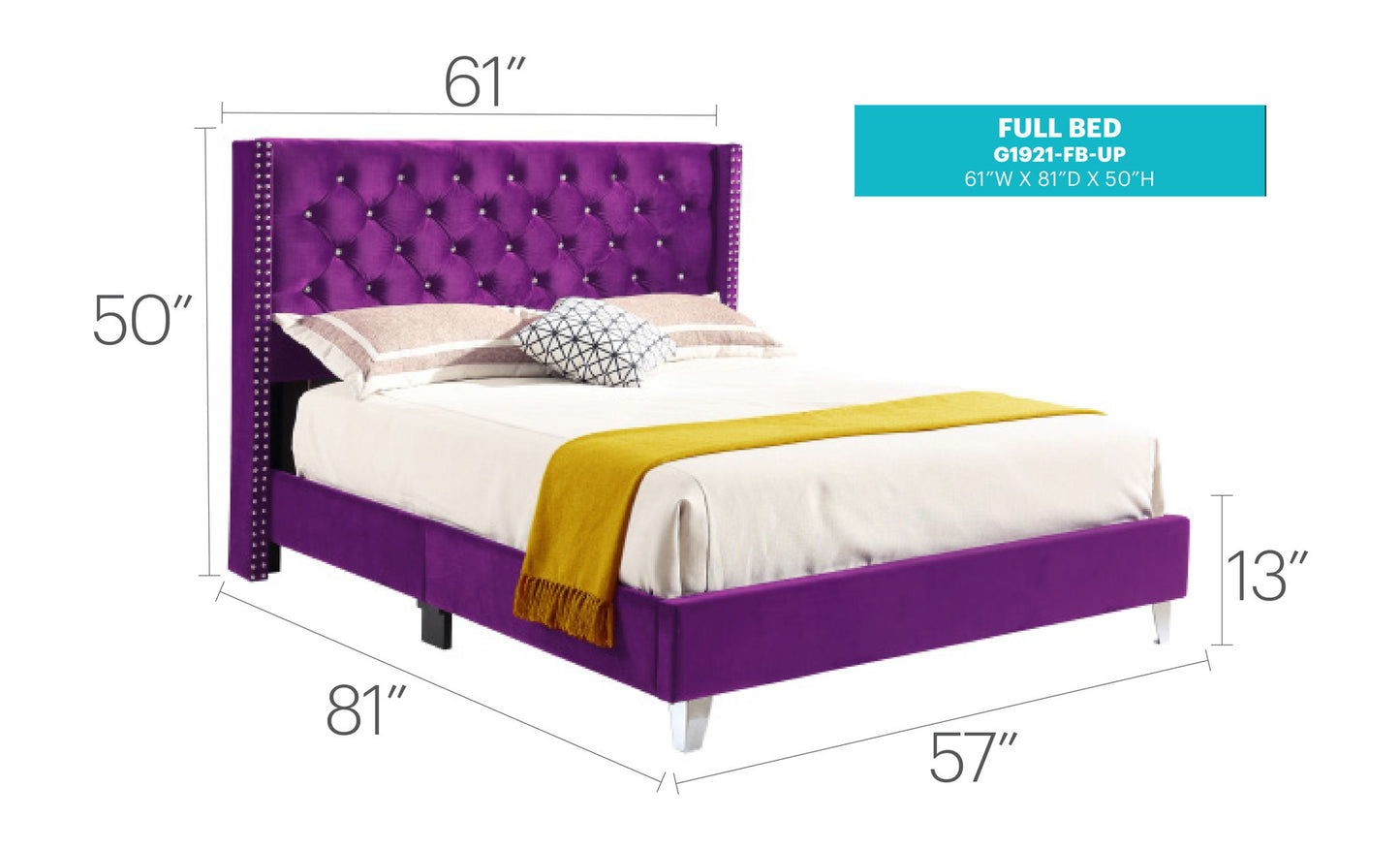 Glory Furniture - Julie - Faux Crystals Tufted Upholstered Bed