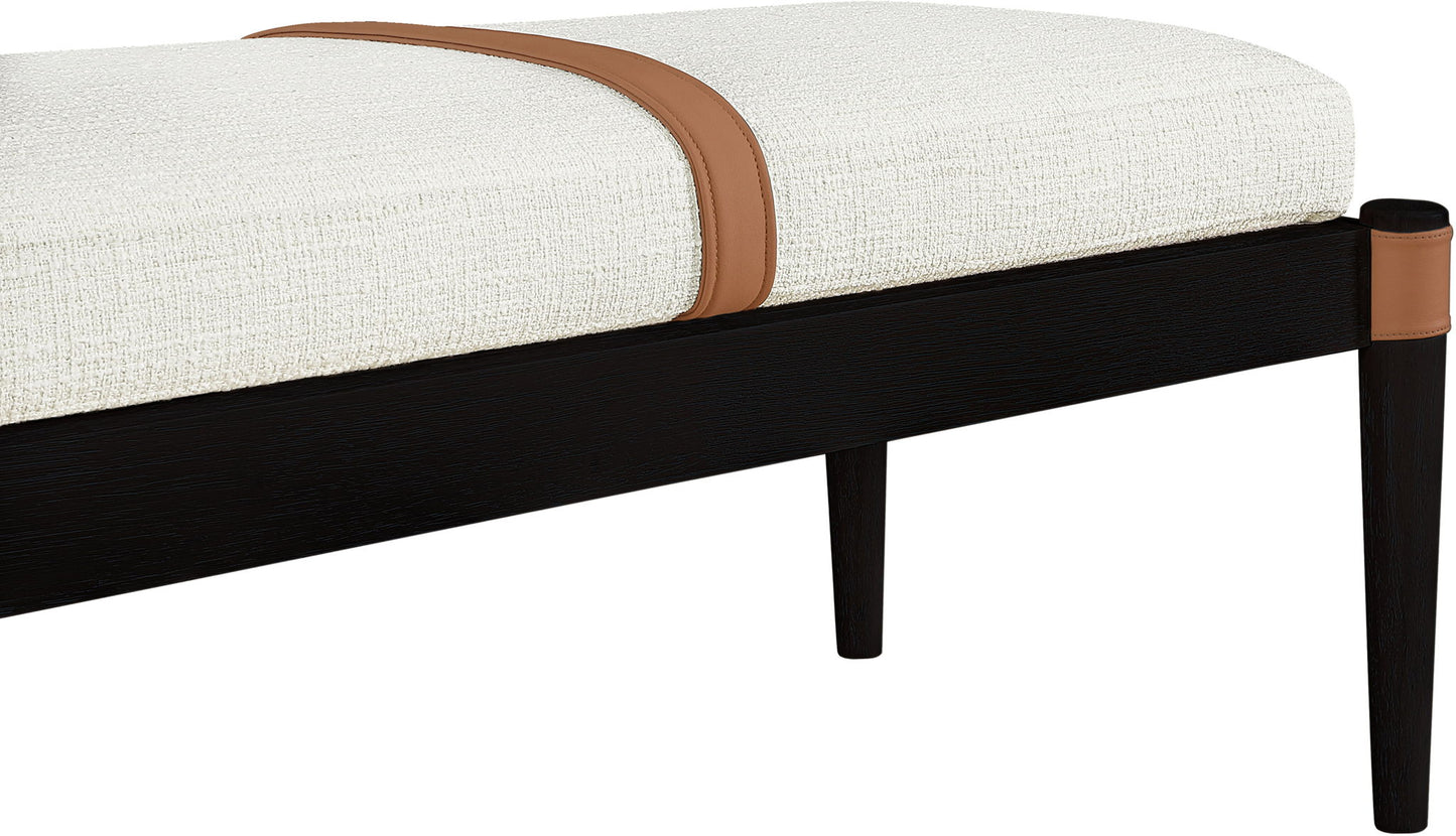 Nara - Linen Textured Fabric Upholstered Bench - Painted Black