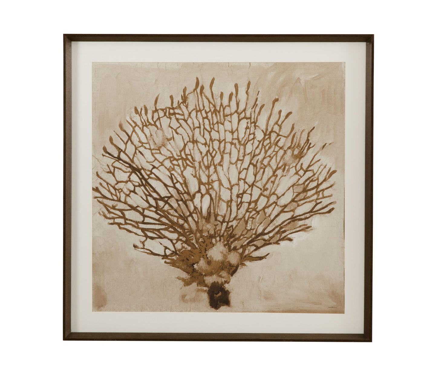 Neutral Seafan Framed Print - Light Brown