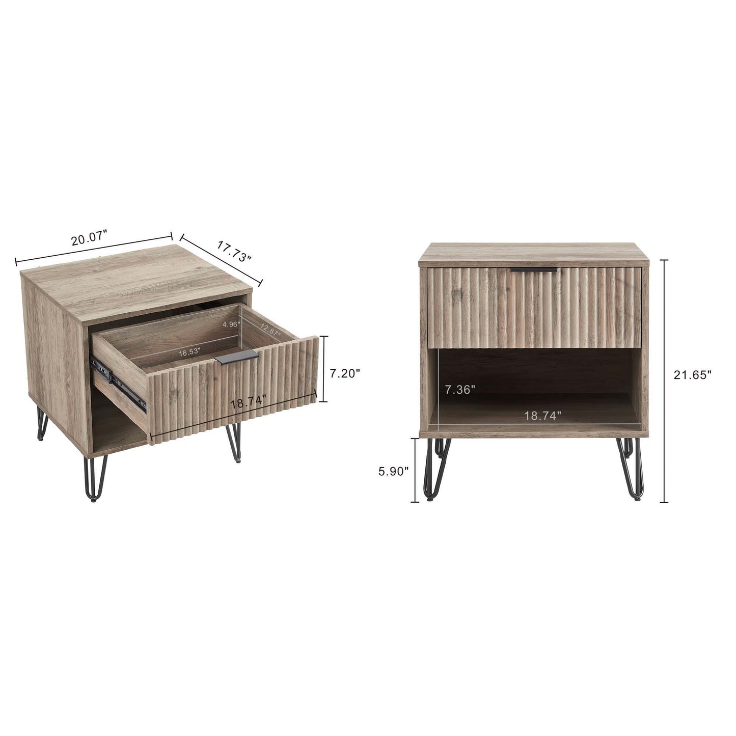 Manhattan Dumbo - Nightstand With Rustic Gray Frame