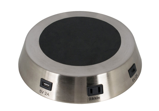 USB Round Charging Base - Brush Nickel