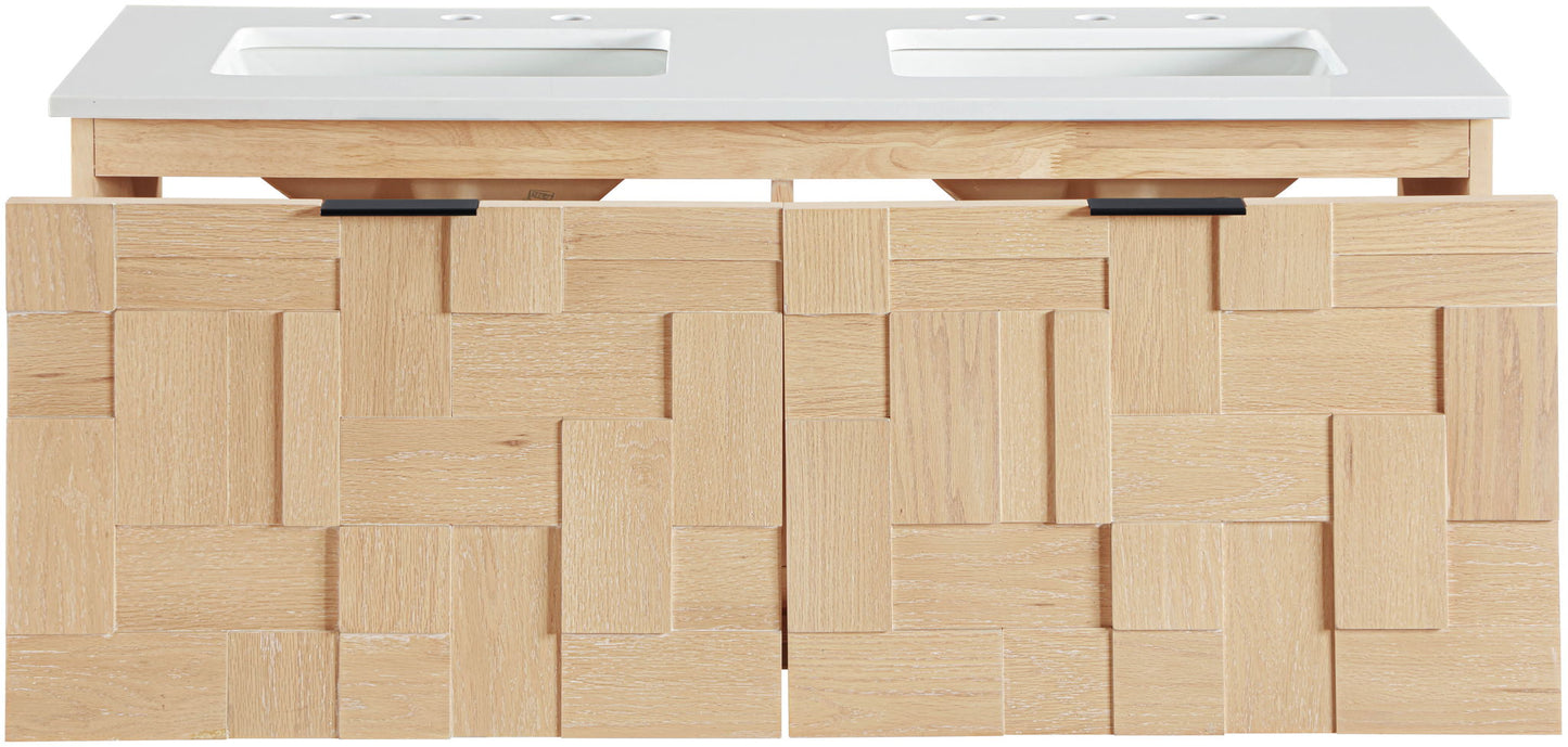Leonardo - Engineered Stone And Solid Wood 24" Wall Mounted Bathroom Vanity