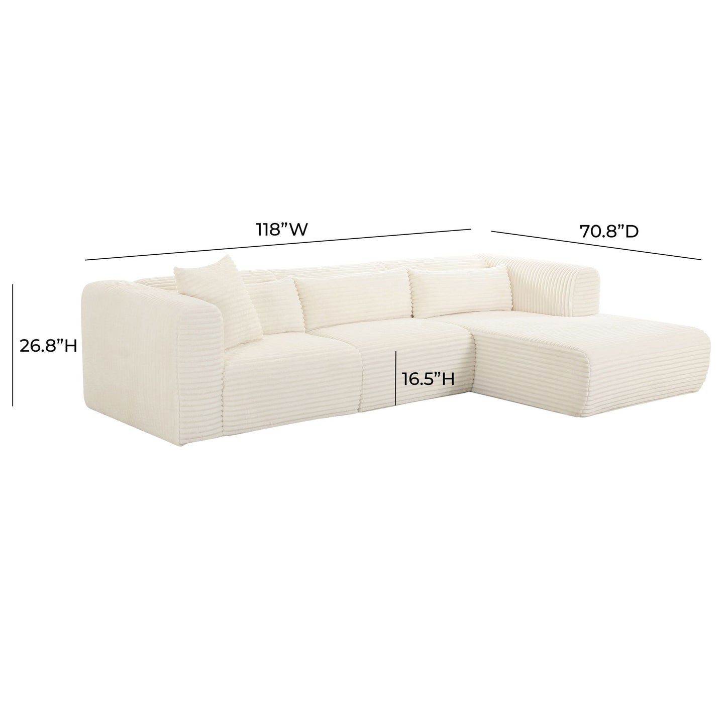 Tarra - Fluffy Oversized Corduroy Modular Sectional