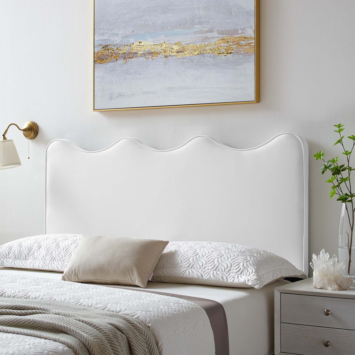 Athena Performance Velvet /Queen Headboard - Full/Queen, White