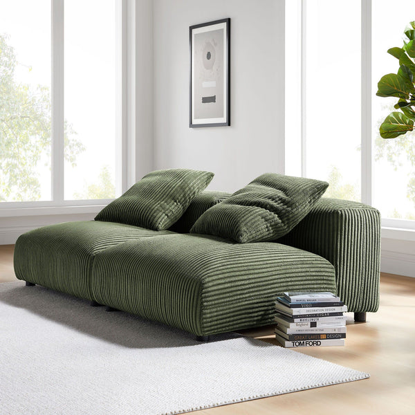 Solace 2-Piece Modular Corduroy Upholstered Sofa - Fern
