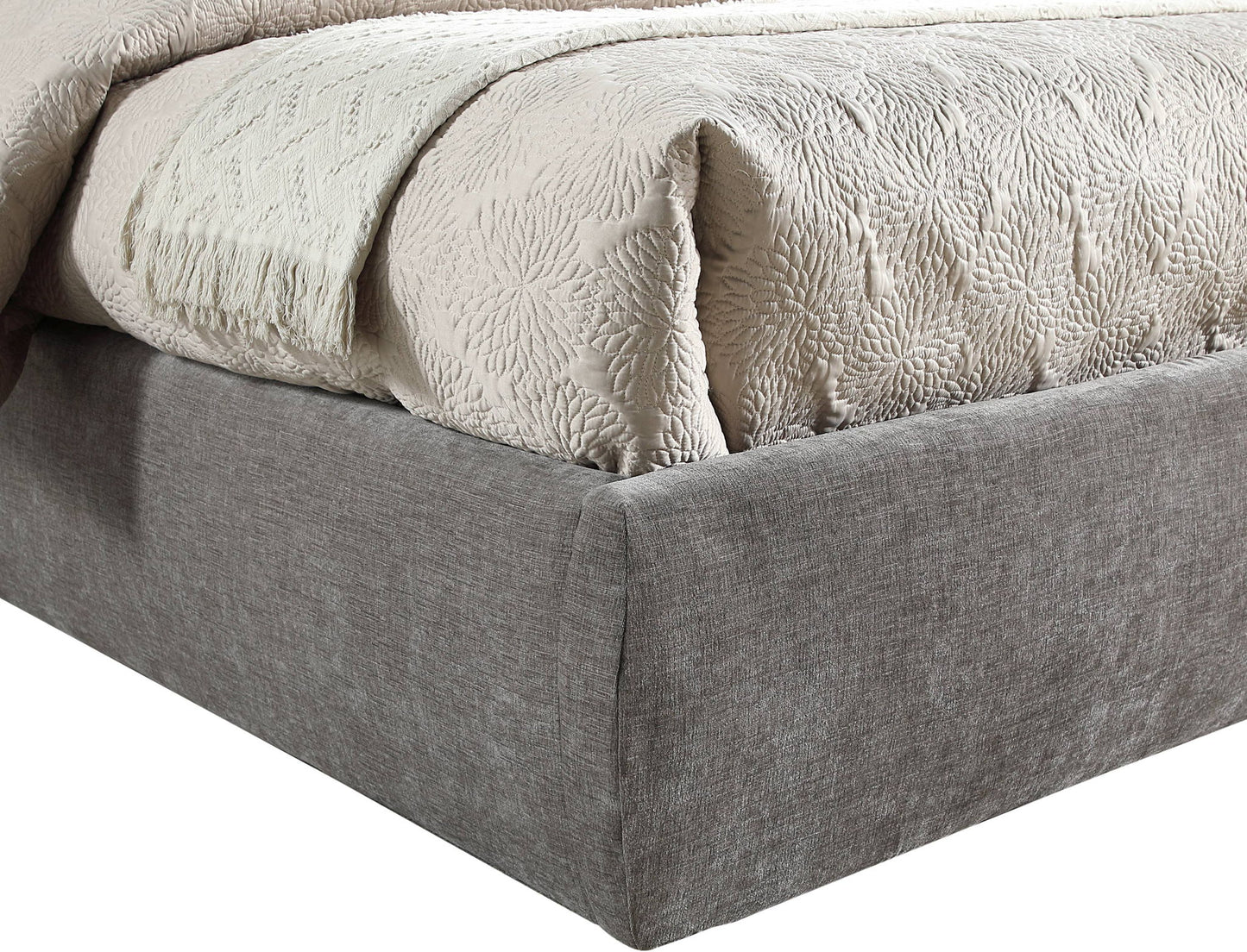 Adam - Chenille Fabric Bed With 89" Headboard