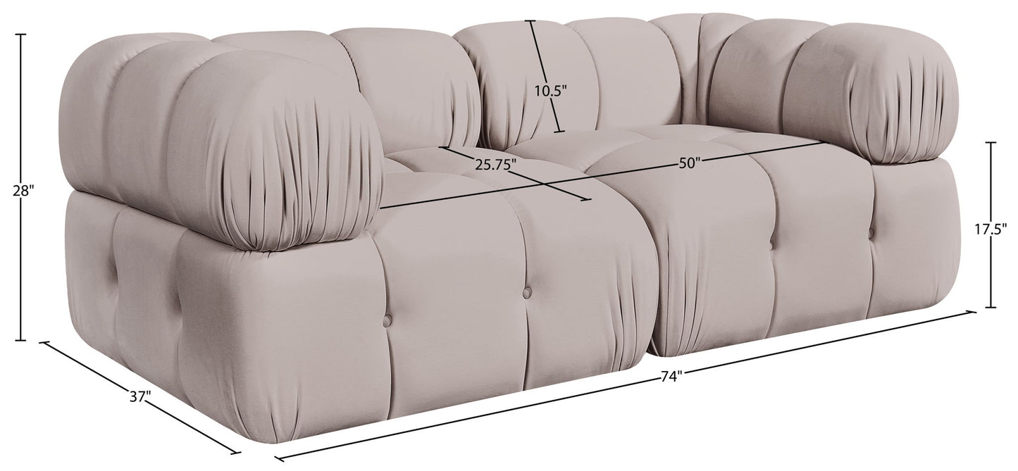 Orin - Velvet Performance Fabric Upholstered 2 Piece Modular Sofa (2 Corner Chairs)