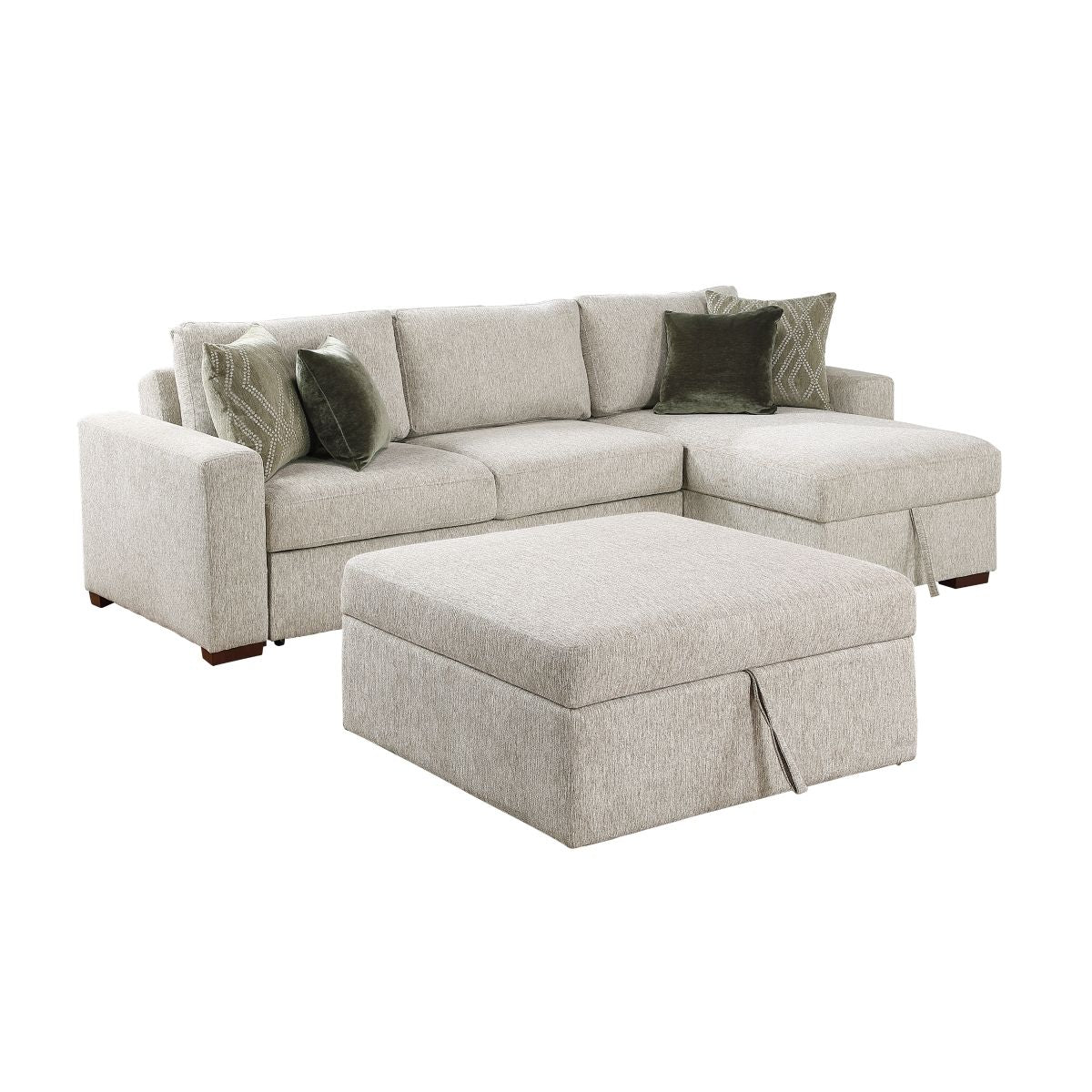 Isla 3-Piece Sectional with Convertible and Reversible Chaise, Hidden Storage, Click Motion Back and Ottoman