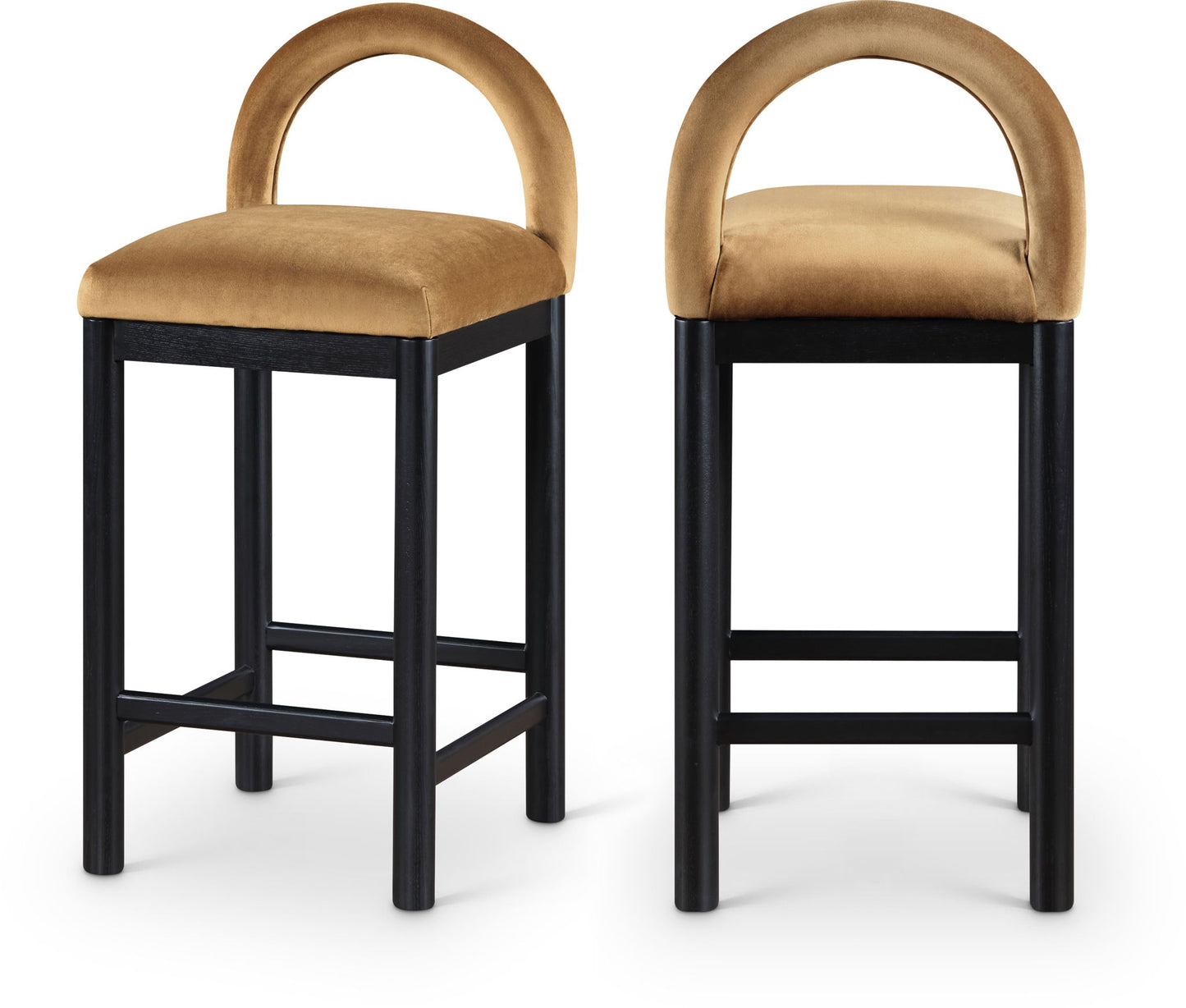 Conrad - Velvet Counter Stool With Black Legs