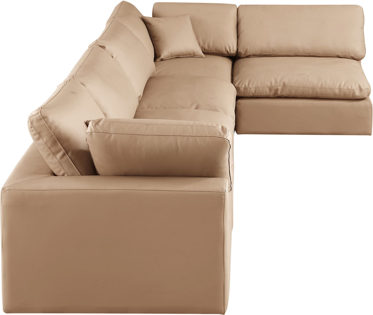 Comfy - 5 Piece Faux Leather Modular Sectional - Tan