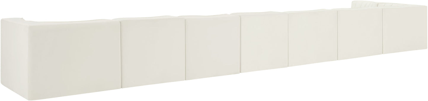 Rummi - Velvet Performance Fabric Upholstered 8 Piece Modular Sectional, L-Shaped (Right)