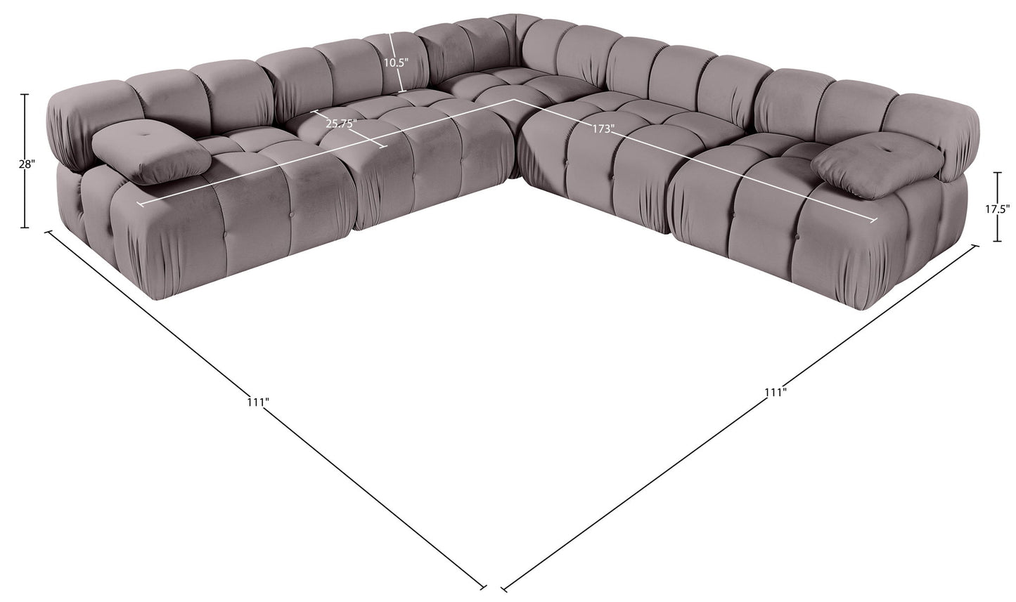 Orin - Velvet Fabric 5 Piece Modular Sectional