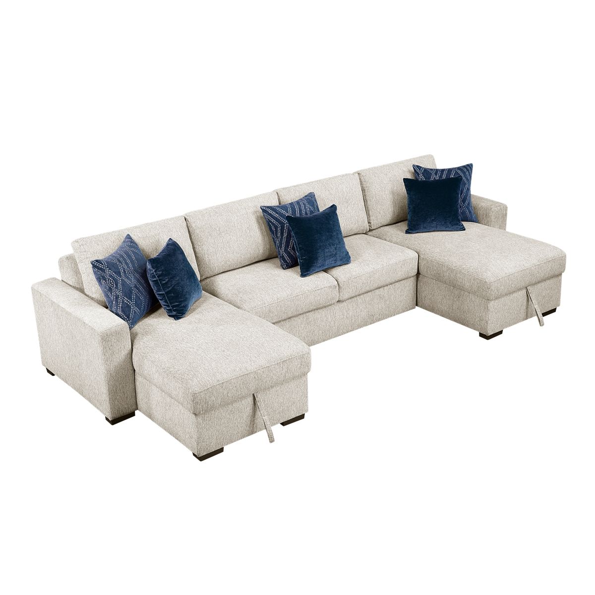 Isla 3-Piece Sectional with Convertible and Reversible Chaise, Hidden Storage, Click Motion Back