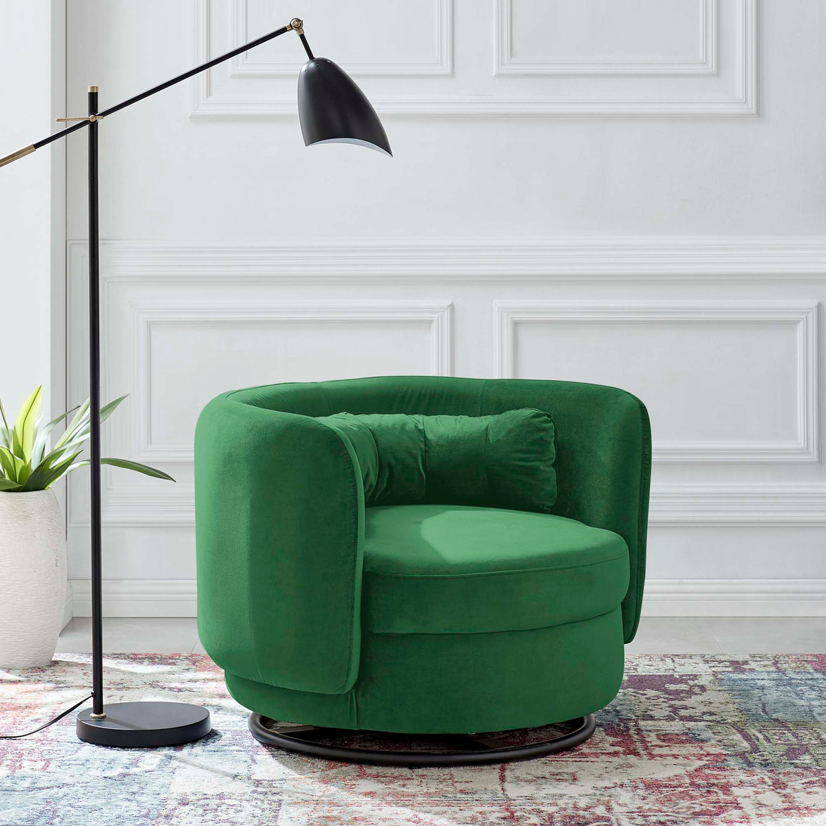 Relish Performance Velvet Swivel Chair - Black Emerald