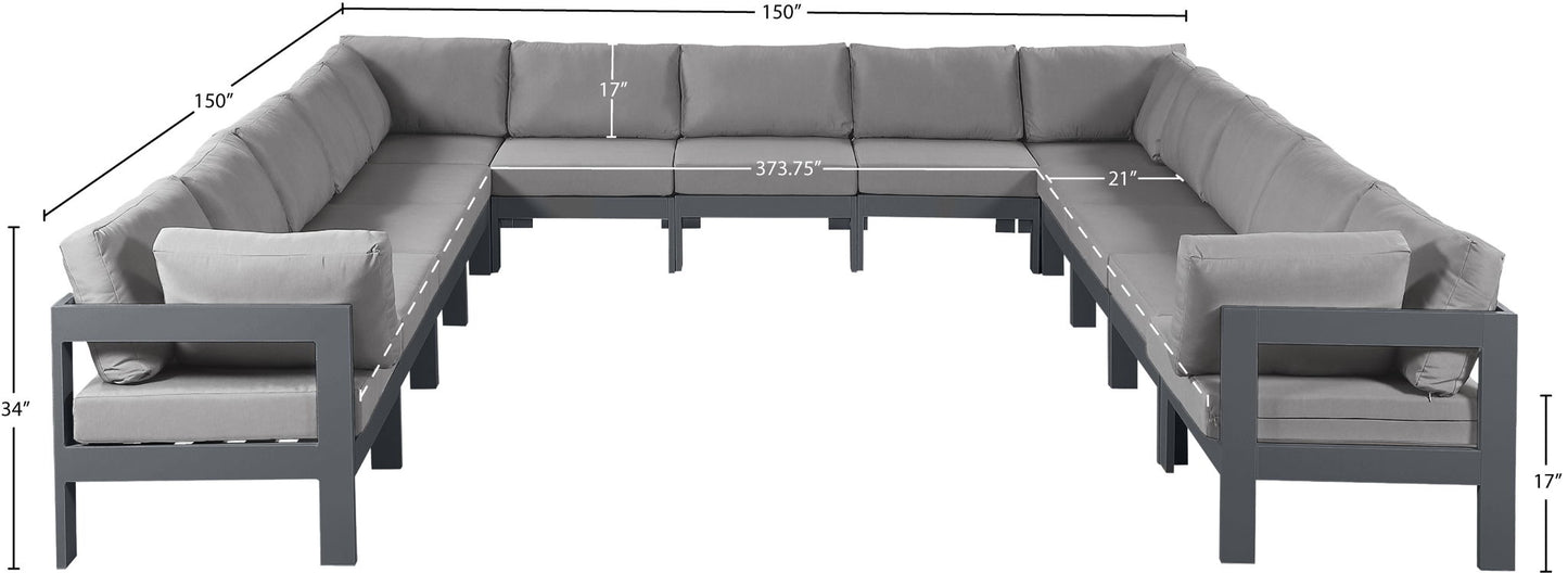 Nizuc - Outdoor Patio 13 Piece Modular Sectional With Gray Frame