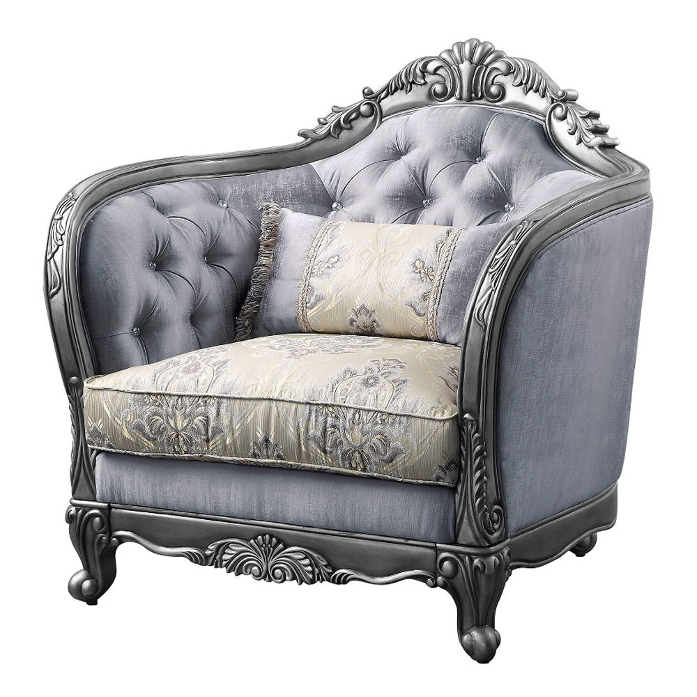 Ariadne - Chair With Pillow - Fabric & Platinum