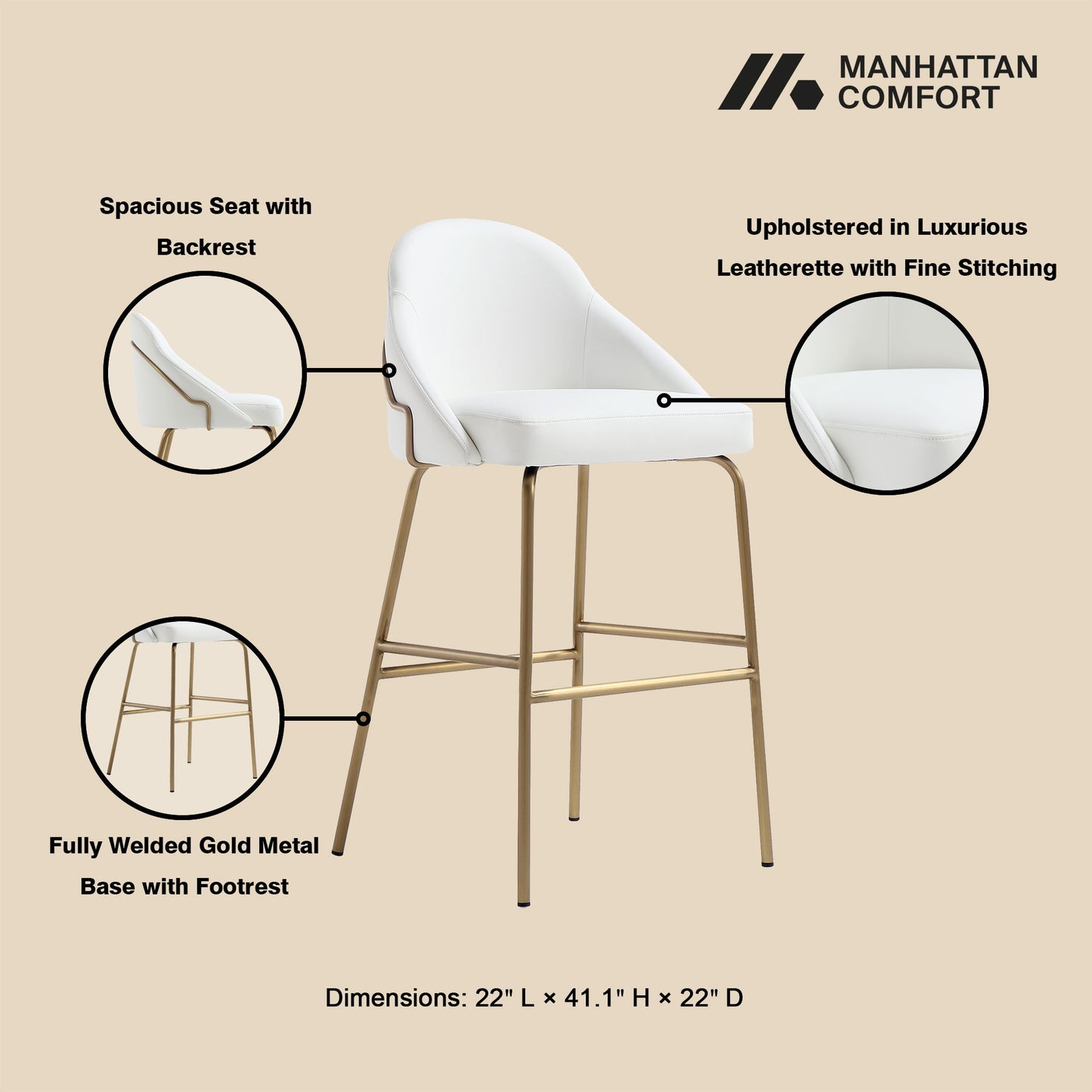 Manhattan Gracie - Barstool With Gold Base