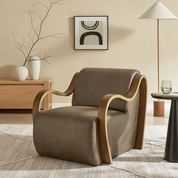 Atrium Vegan Leather Accent Armchair - Mushroom