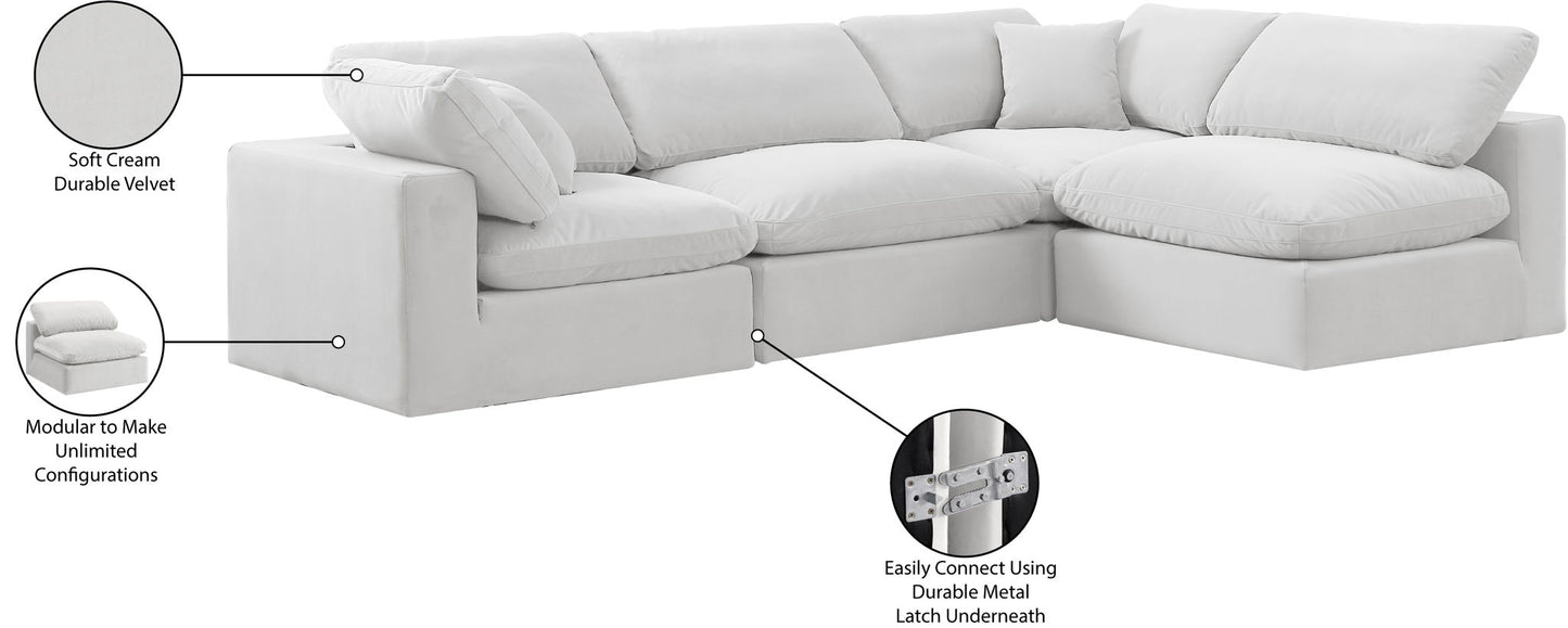 Comfy - 4 Piece Velvet Modular Armless Sectional
