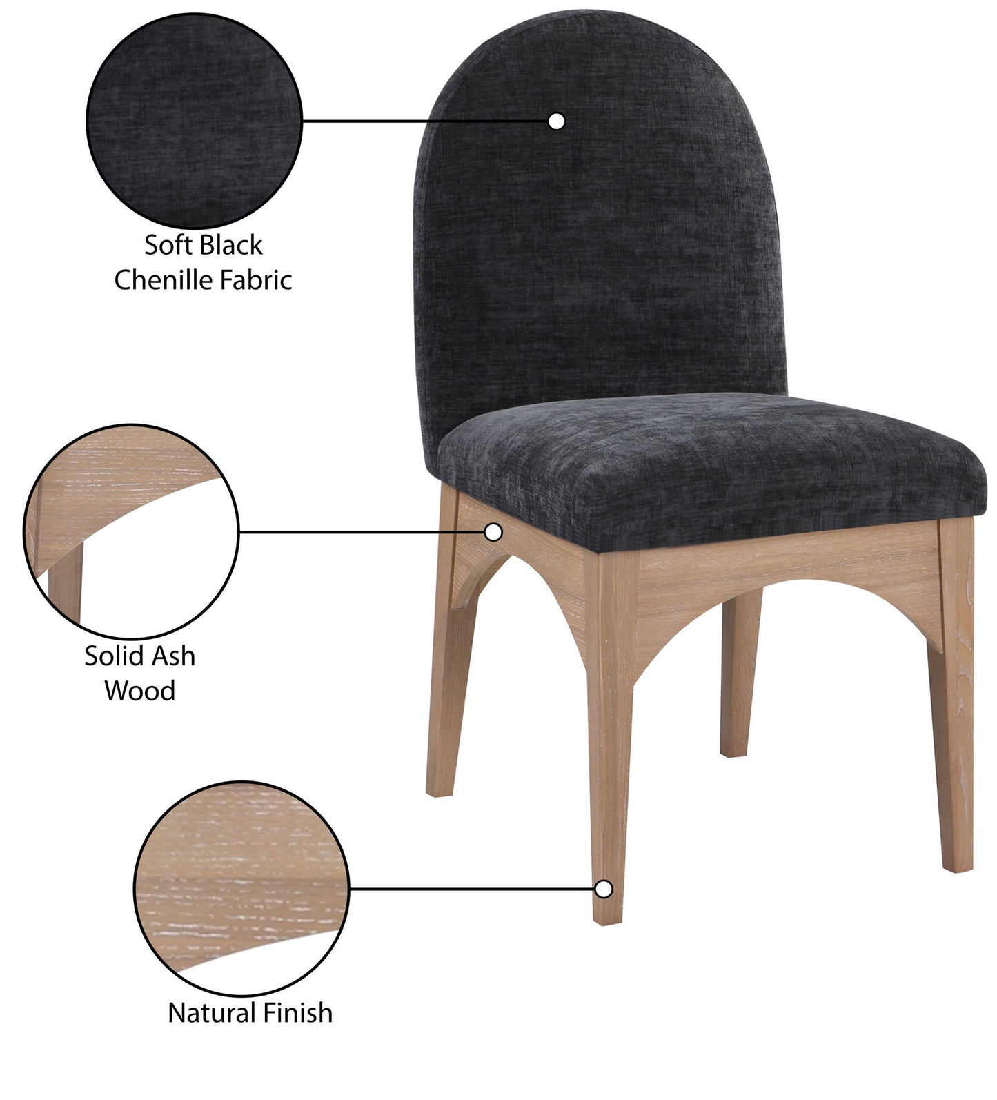 Waldorf - Chenille Dining Side Chair With Natural Legs
