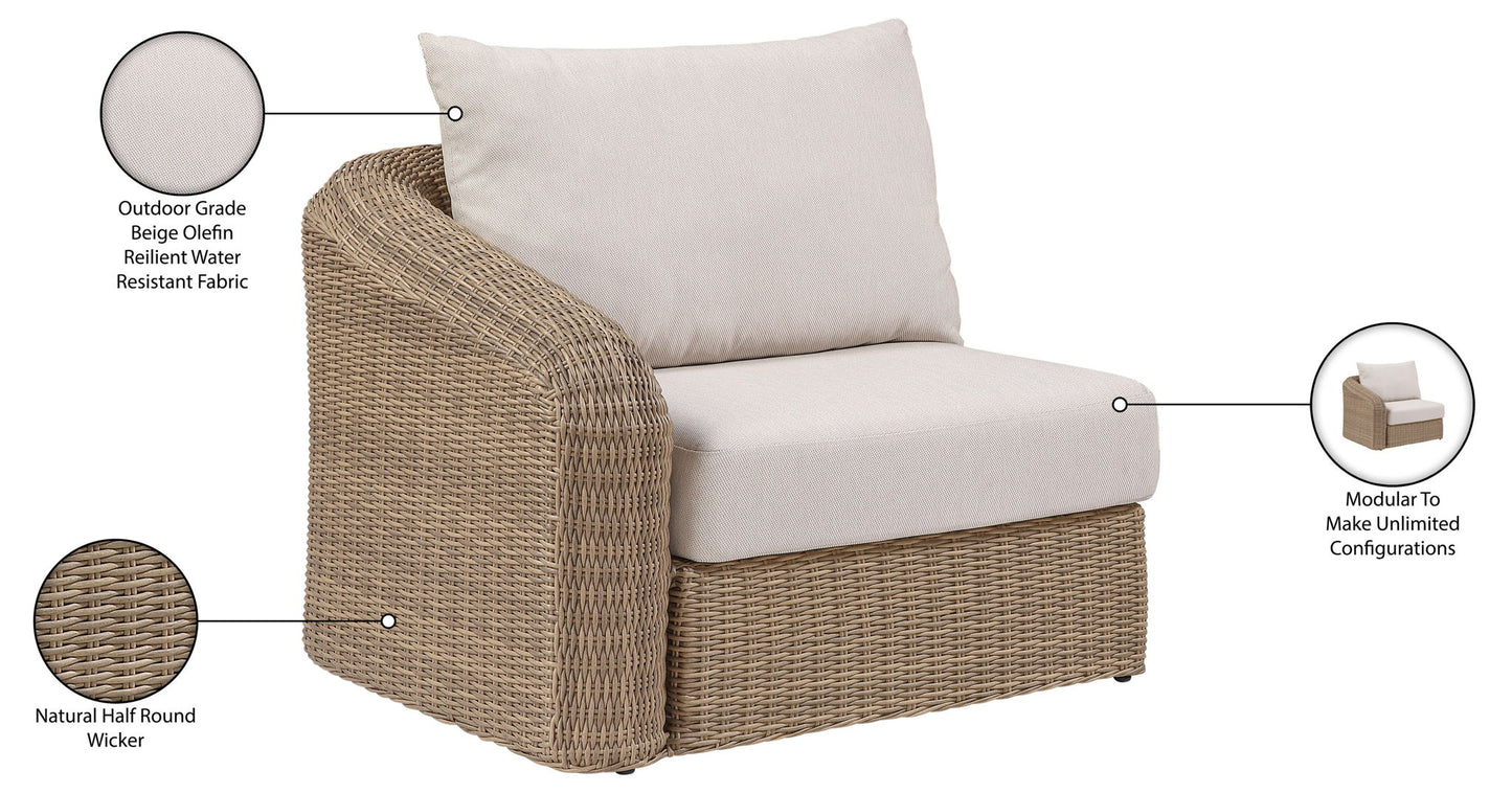 Seacrest - Olefin Water Resistant Fabric And Wicker Outdoor Patio Left Arm Chair