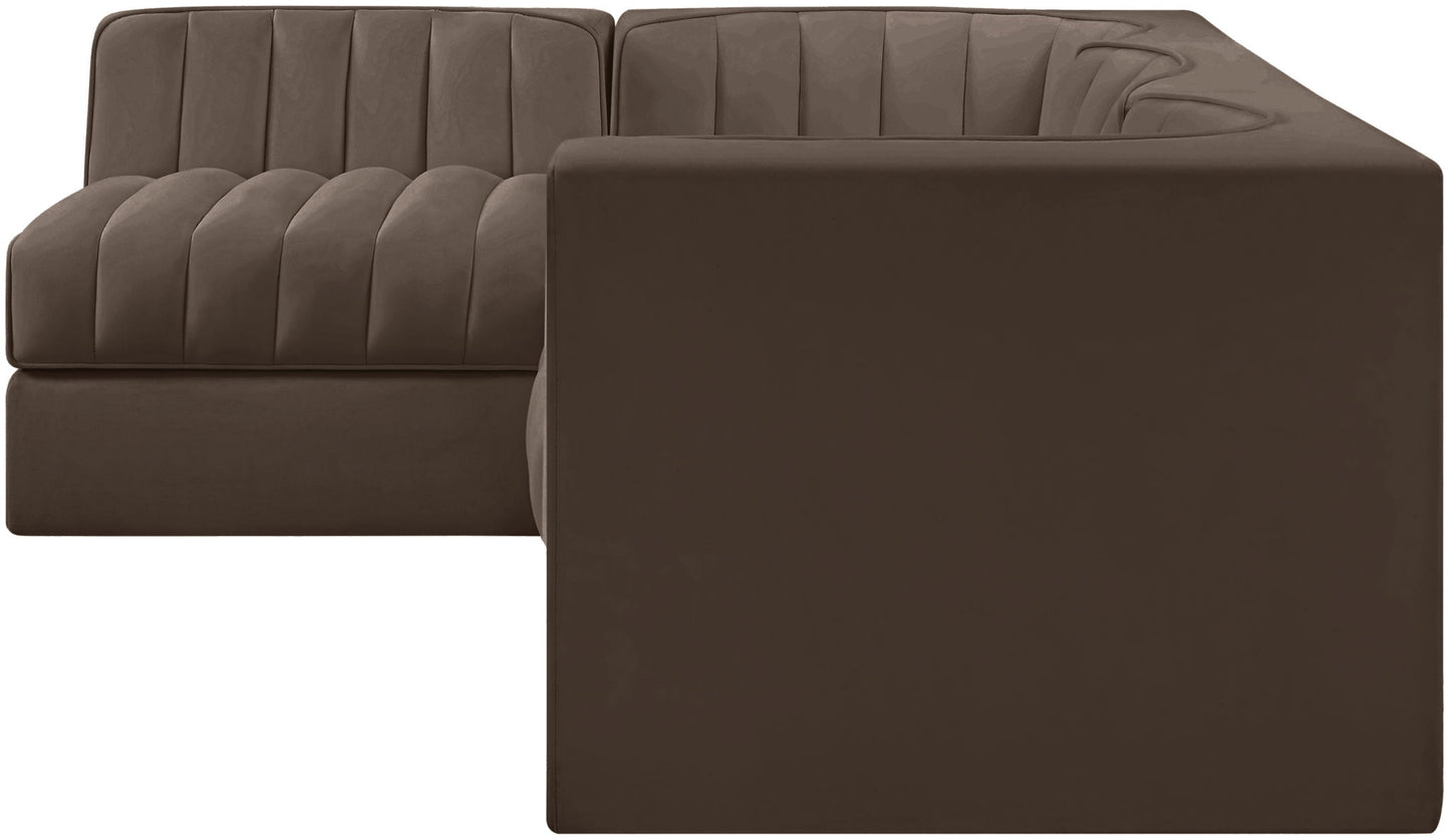 Rummi - Velvet Performance Fabric Upholstered 4 Piece Modular Sectional