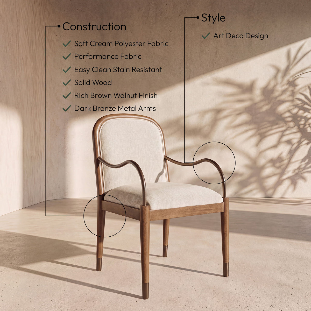 Cambria - Fabric Upholstered Dining Arm Chair