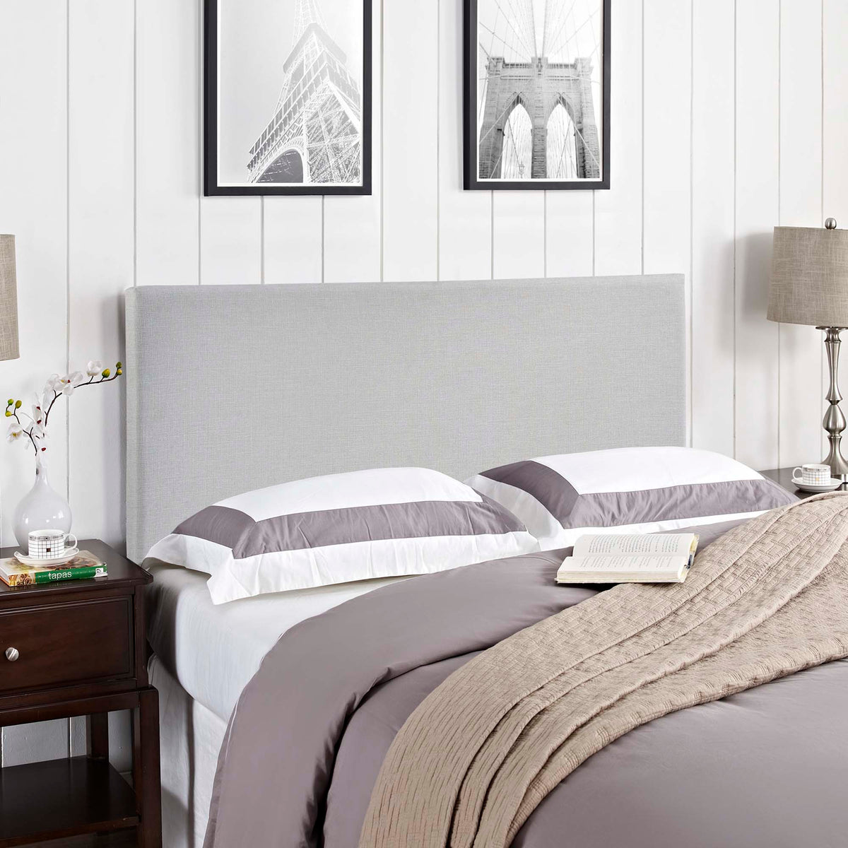 Region Upholstered Headboard - Full, Sky Gray