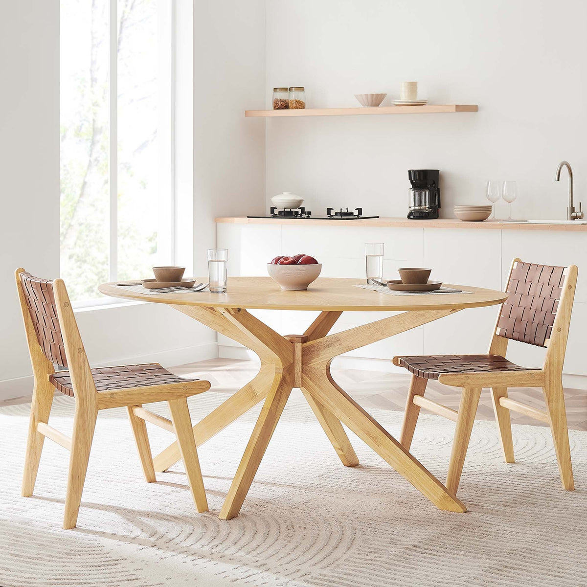 Crossroads Wood Dining Table - 63" Oval, Oak