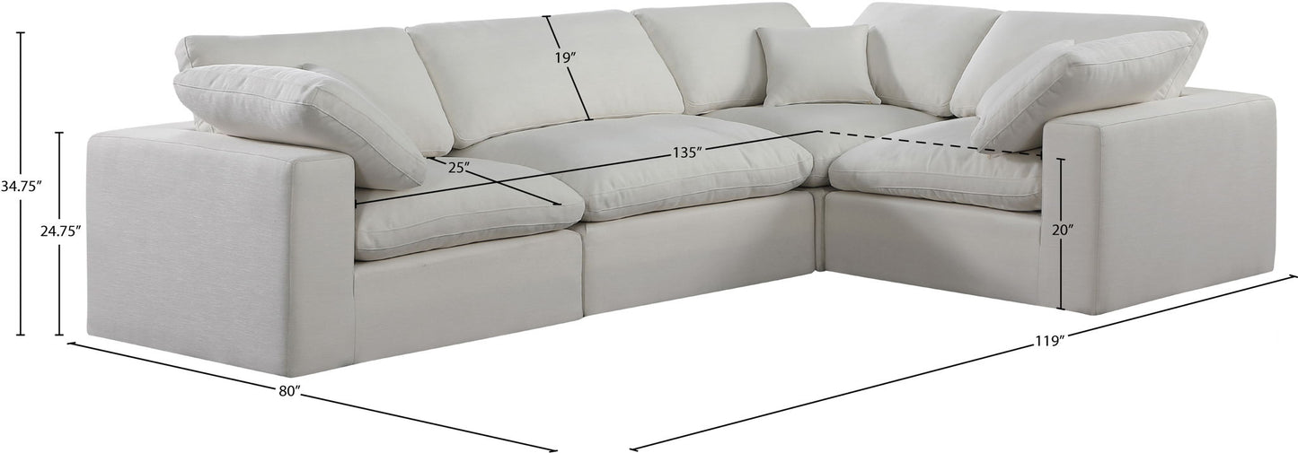 Comfy - 4 Piece Linen Fabric Modular Sectional
