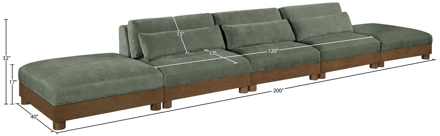 Turin - Chenille Fabric Upholstered Modular Sectional - Green