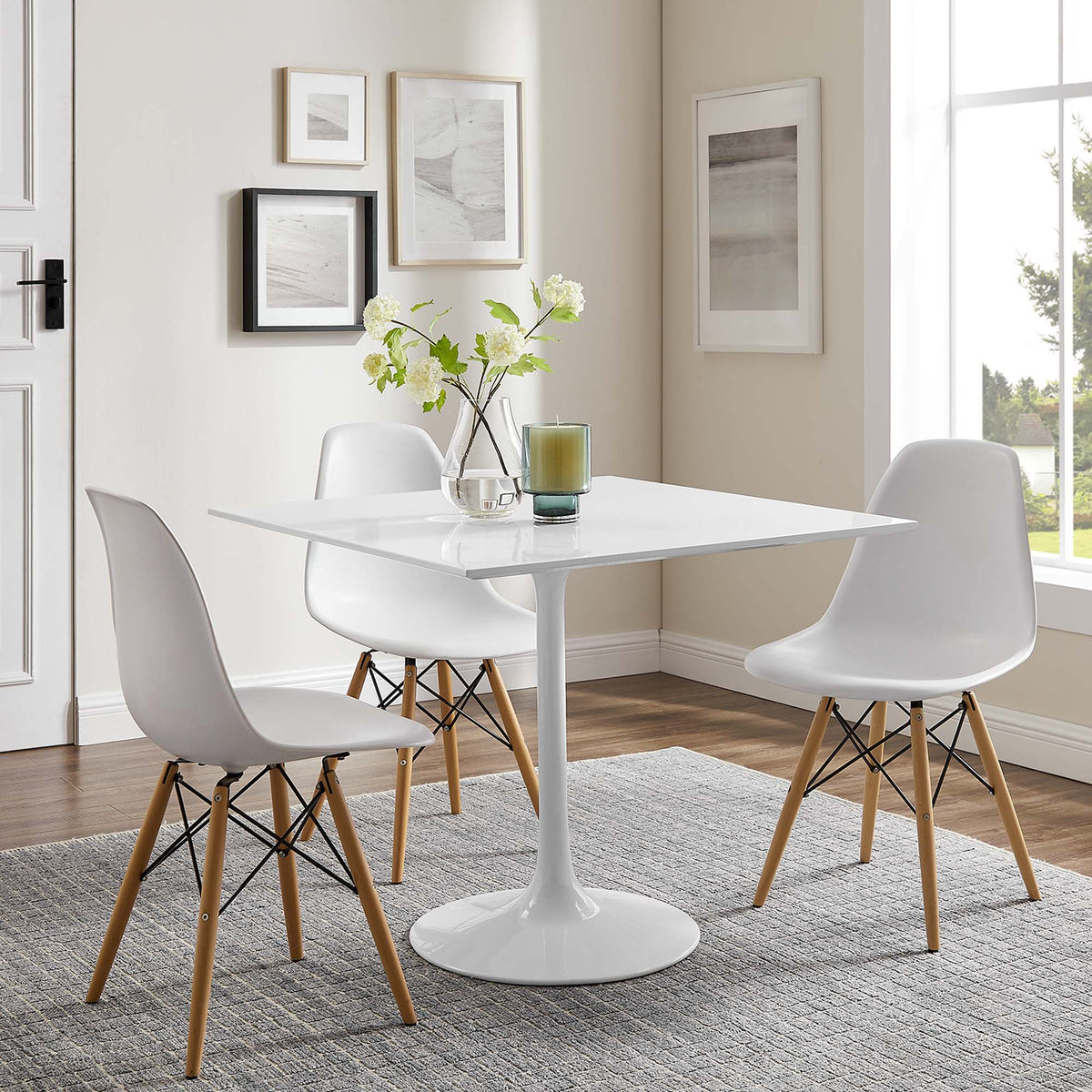 Lippa Square Wood Dining Table - 36", White
