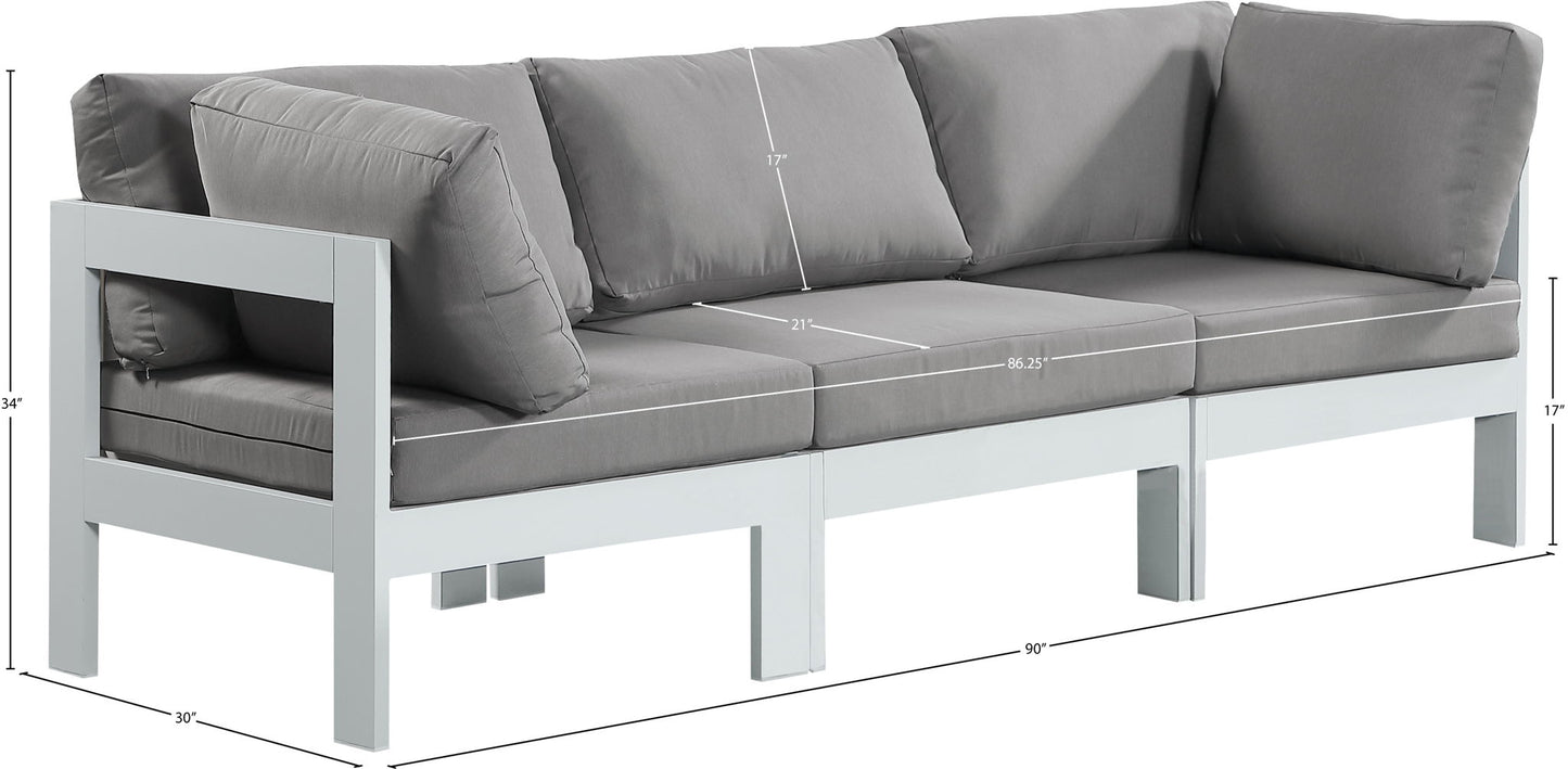 Nizuc - Outdoor Patio 3 Seat Modular Sofa With White Frame