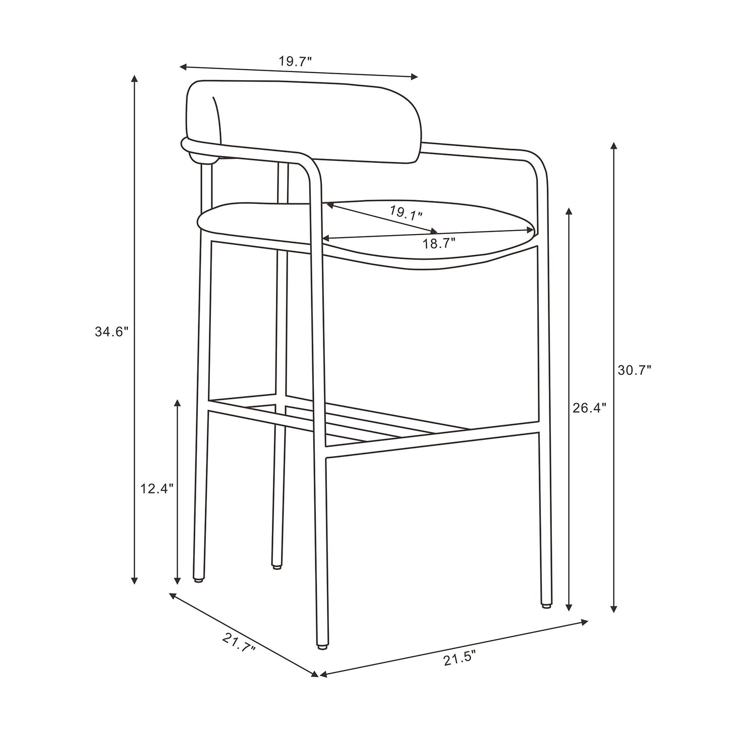 Manhattan Serene - Metal Upholstered Barstool