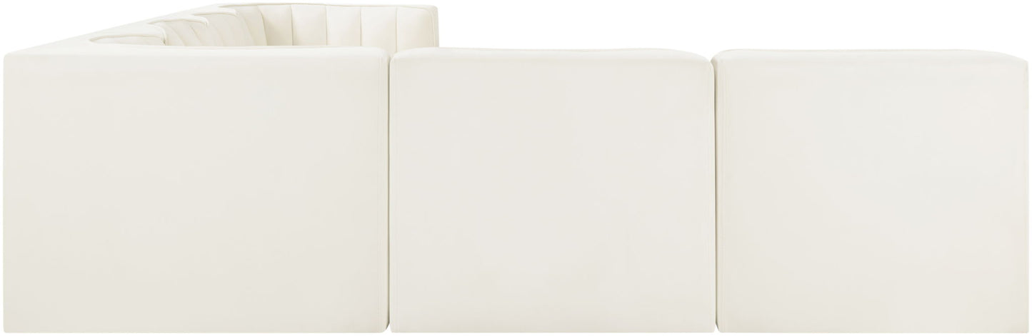 Rummi - Velvet Performance Fabric Upholstered 6 Piece Modular Sectional (With 3 Corner Chairs)