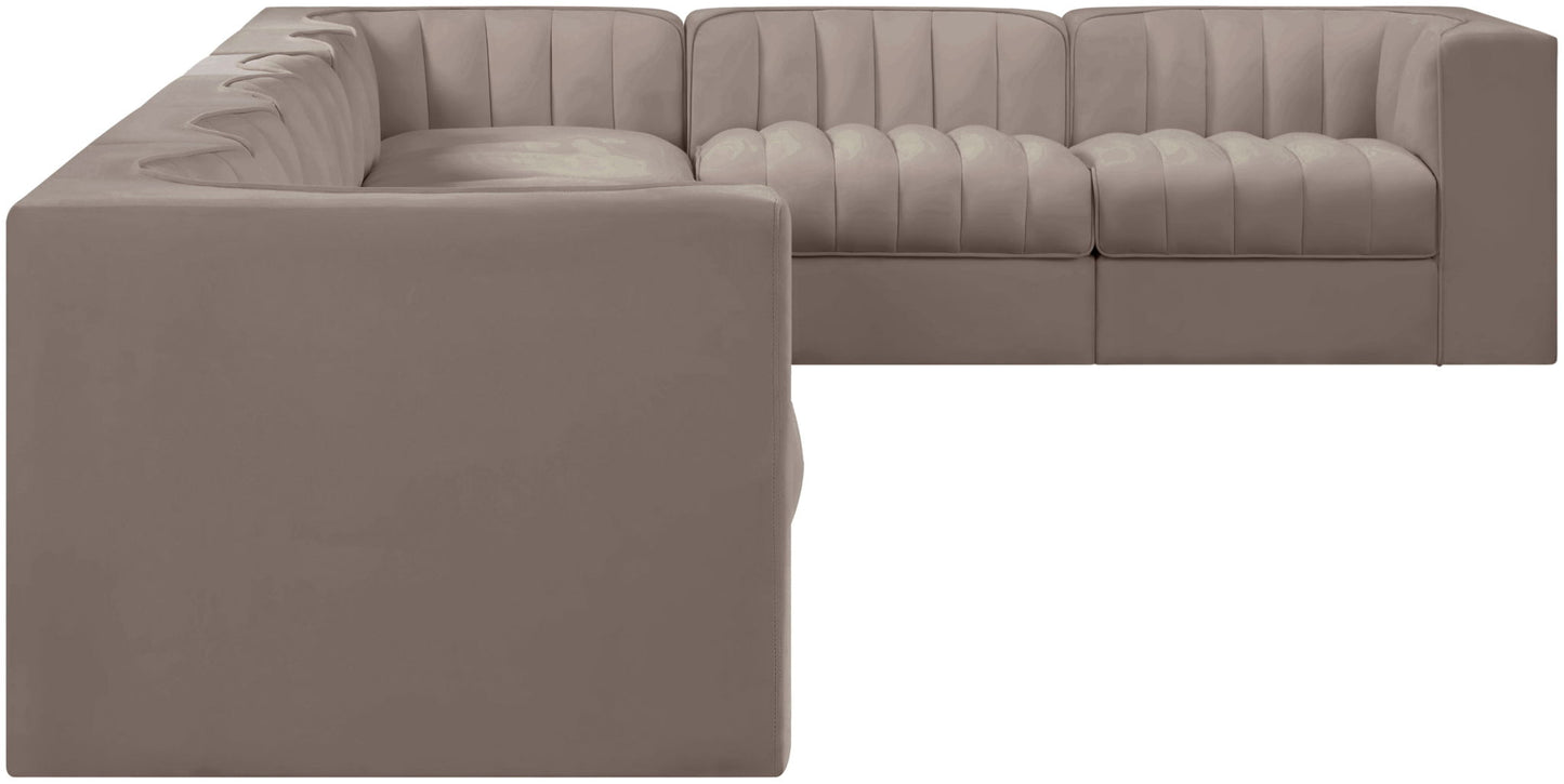 Rummi - Velvet Performance Fabric Upholstered 8 Piece Modular Sectional (With 3 Corner Chairs)