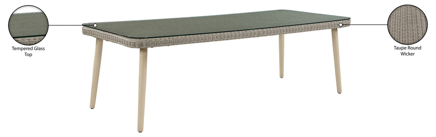 Seacrest - Tempered Glass Top And Wicker Outdoor Patio Dining Table