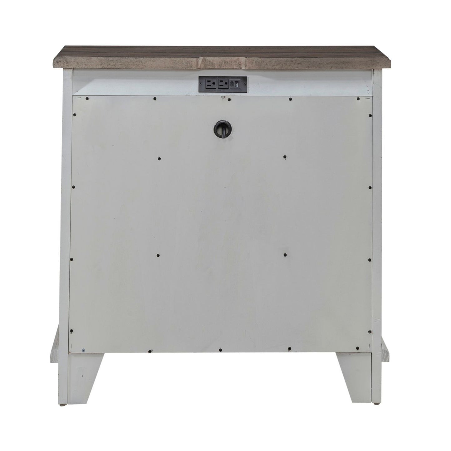 River Place - Bedside Chest With Charging Station - Riverstone White & Tobacco