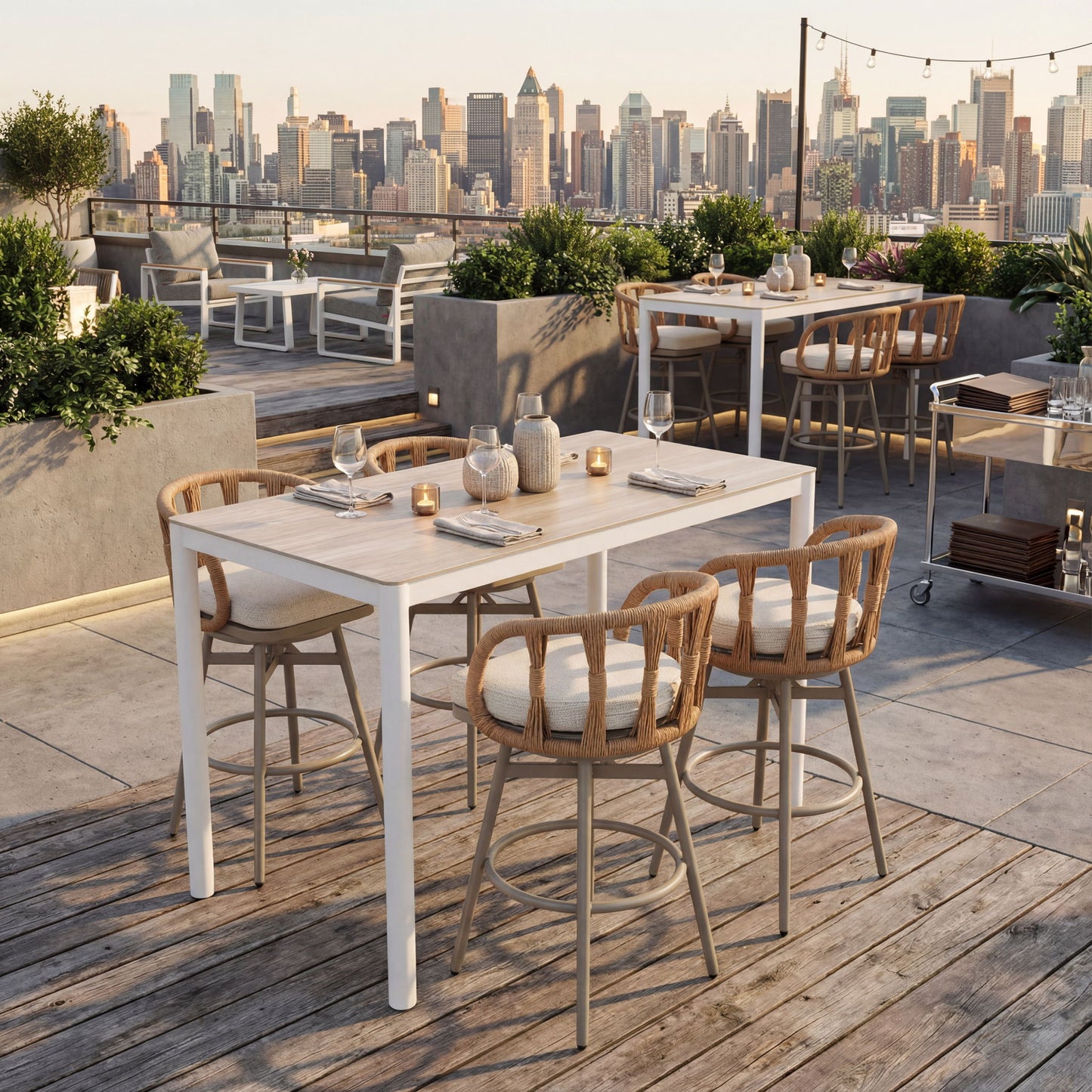 Safal - Outdoor Swivel Barstool - Multicolor