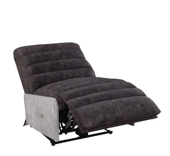 Okzuil - Power Motion Recliner - Two Tone Gray Top Grain Leather & Aluminum