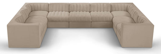 Rummi - Velvet Performance Fabric Upholstered 9 Piece Modular Sectional