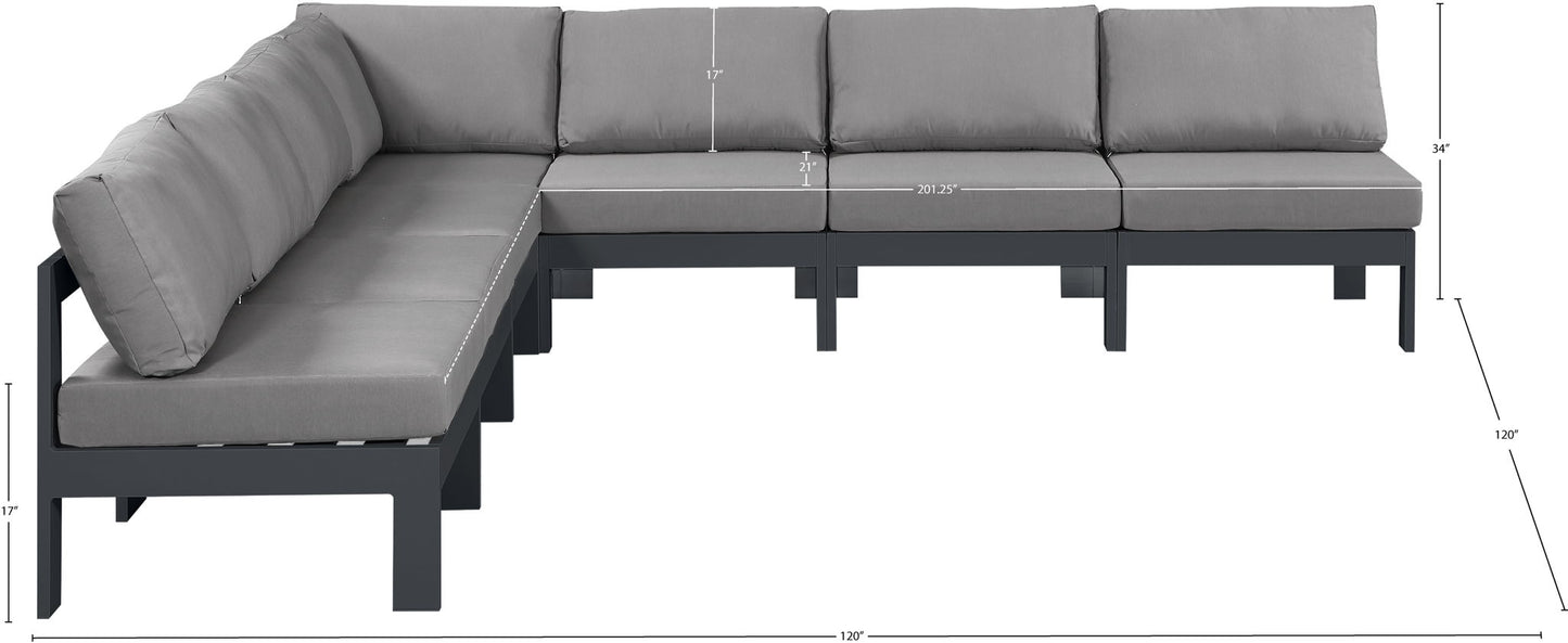 Nizuc - Outdoor Patio 7 Piece Modular Sectional With Gray Frame