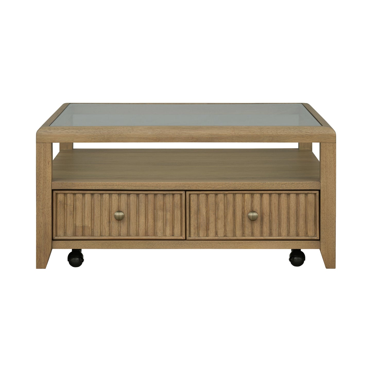 Reed - Square Coffee Table With Casters - Driftwood Oak
