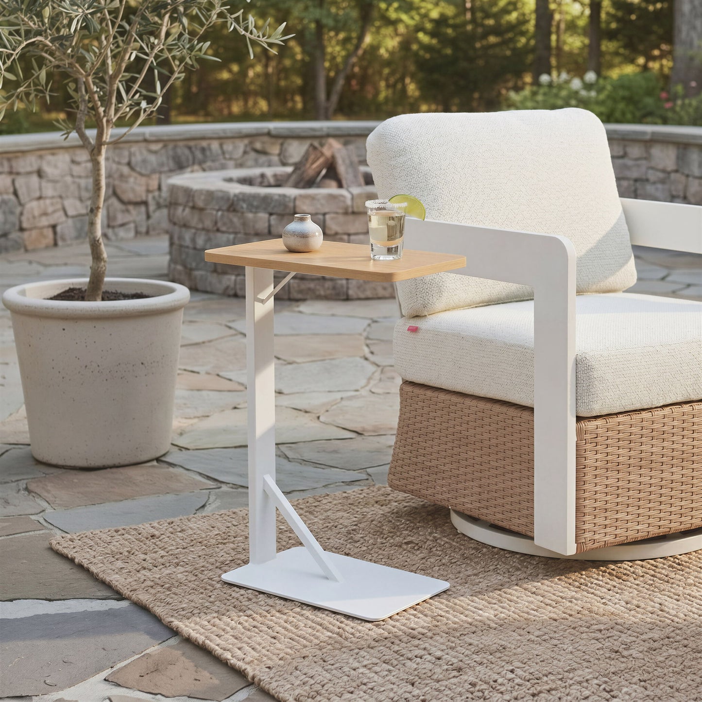 Pebble - Side Table - Light Brown / White