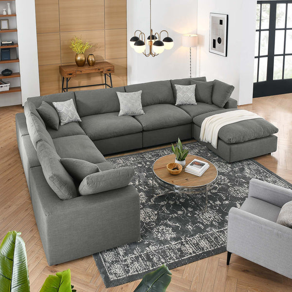 Commix 7-Piece Down Filled Overstuffed Sectional Sofa - Gray