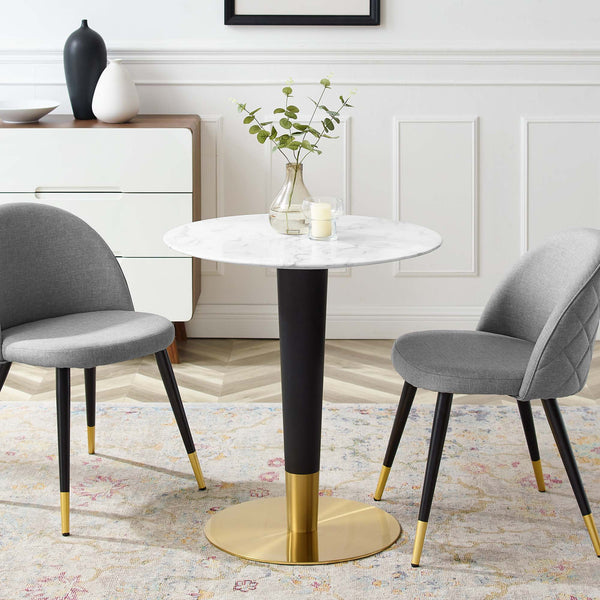 Zinque 28" Artificial Marble Dining Table - Gold White